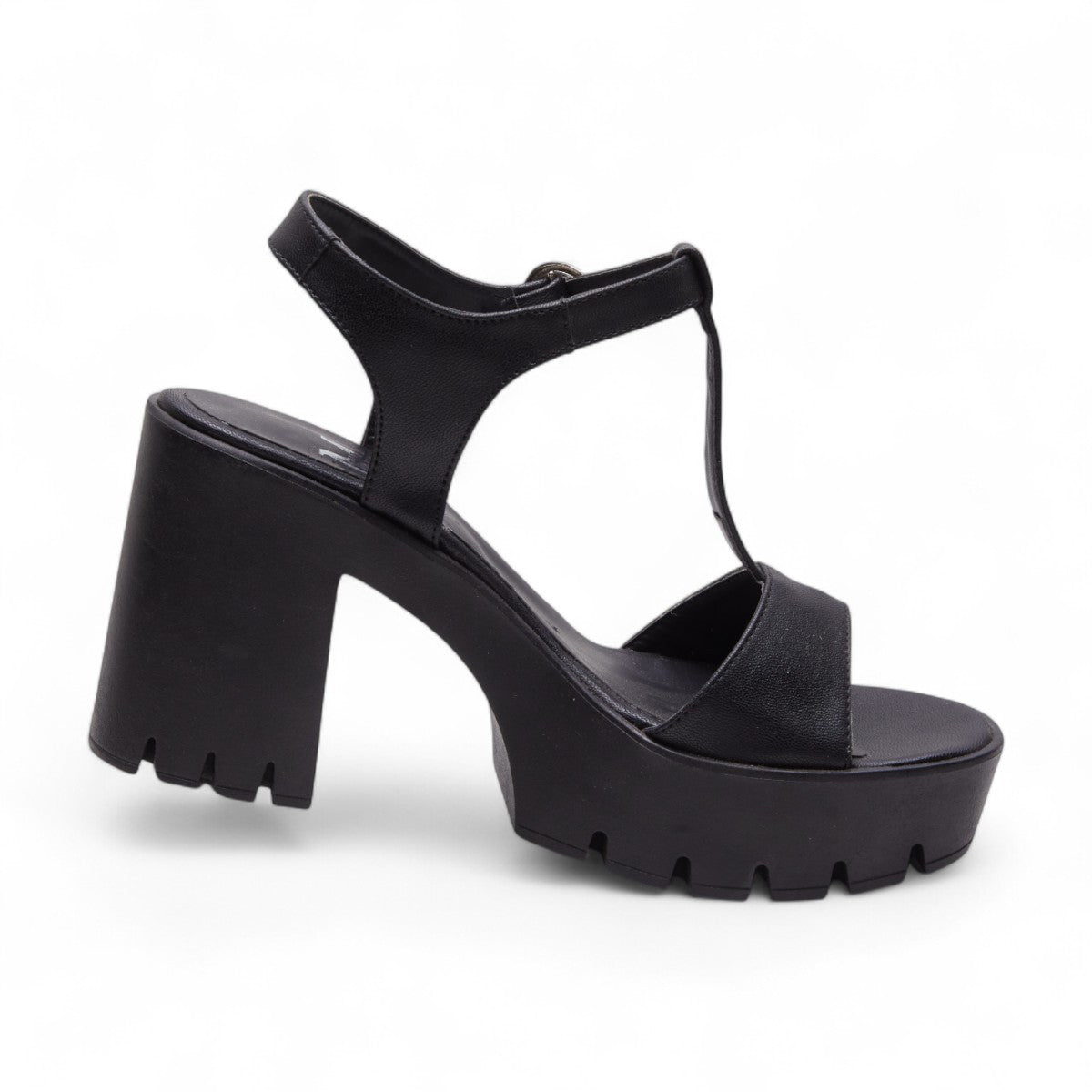 Sandalias negras de tacón alto para dama con plataforma y correa ajustable, diseño elegante y cómodo dv2925