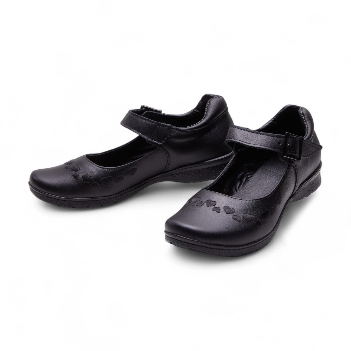 Zapatos escolares negros para niña de piel sintética con punta redonda color negro dv2925