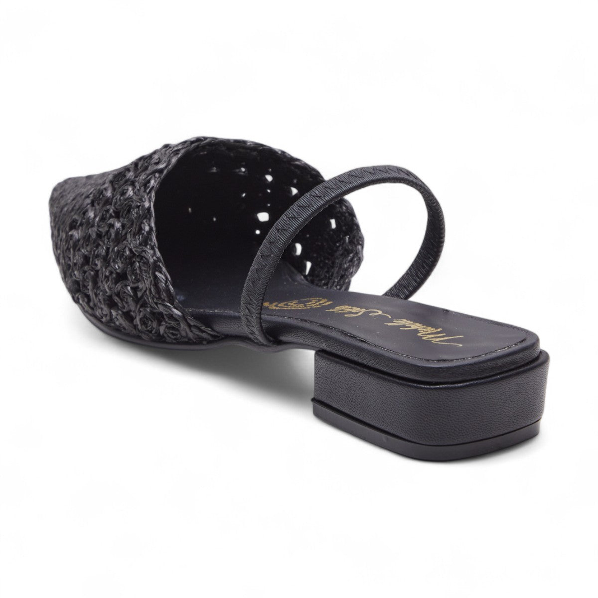 Mule negro tejido punta fina | Flats casuales mujer 2025