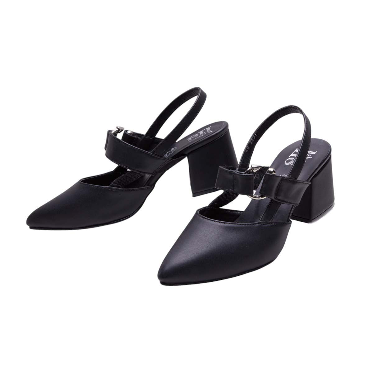 Zapatillas de tacón grueso para mujer, elegantes, formales y clásicas, con punta cerrada color negro dv2925