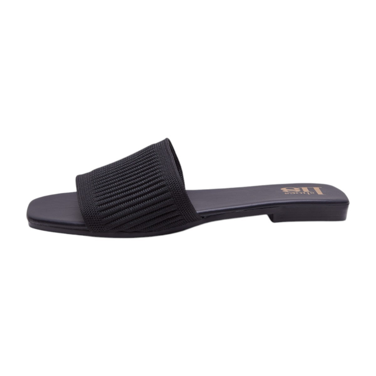 Sandalias Planas Mujer Metedera Textil Tejido Negras dv2925