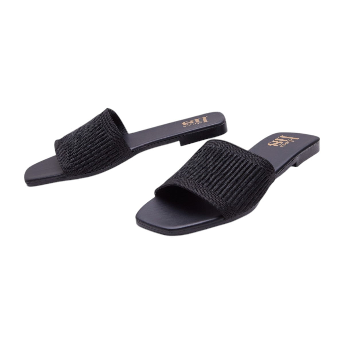 Sandalias Planas Mujer Metedera Textil Tejido Negras dv2925