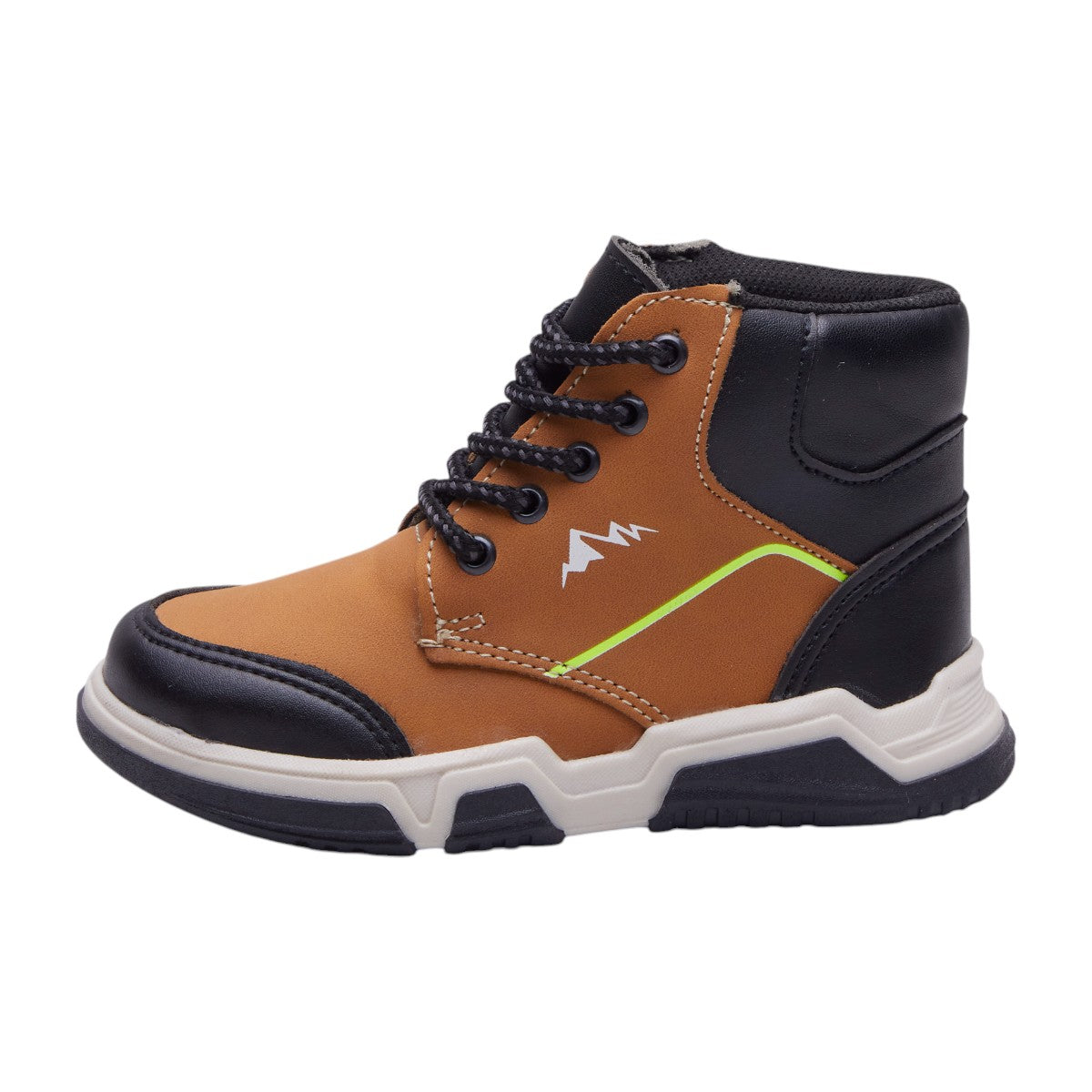 Bota de Montaña para Niño en Material Tipo Piel Café con negro dv2925