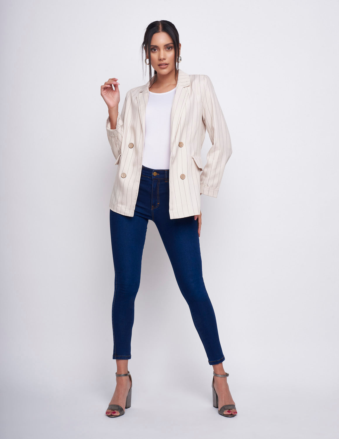 Saco Beige con Rayas