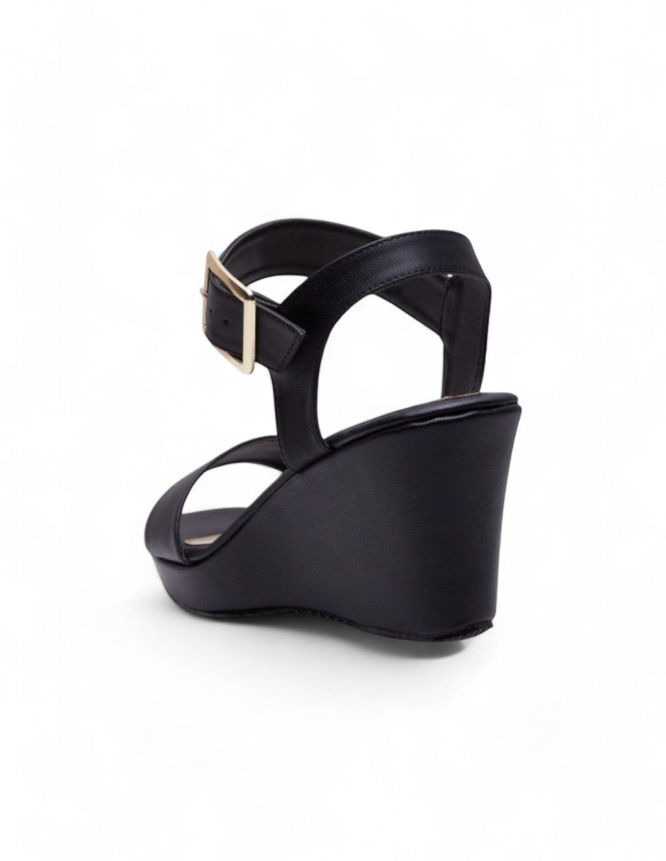 Sandalia Negro Tacón Plataforma dv2925