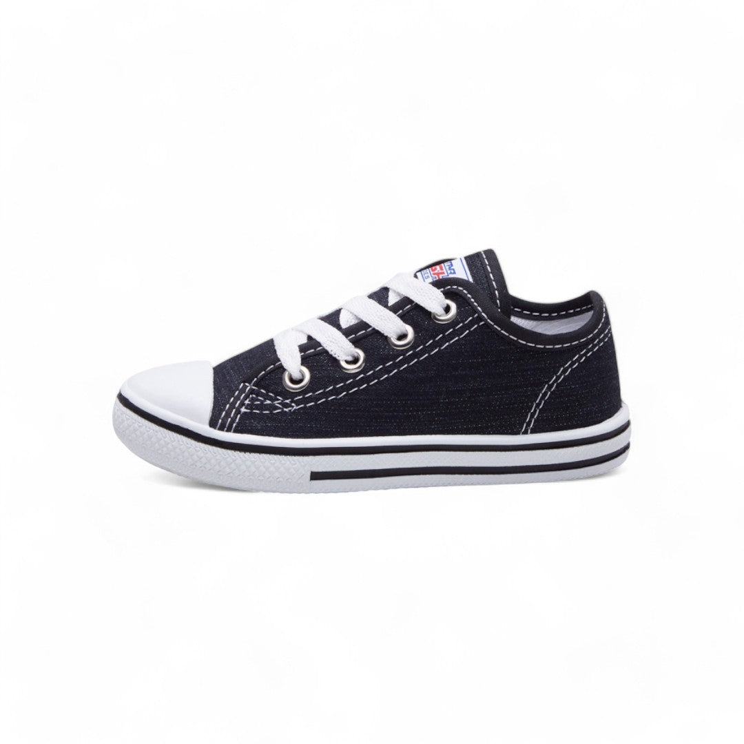 Tenis Unisex Niño Negro Costuras Contraste dv2925