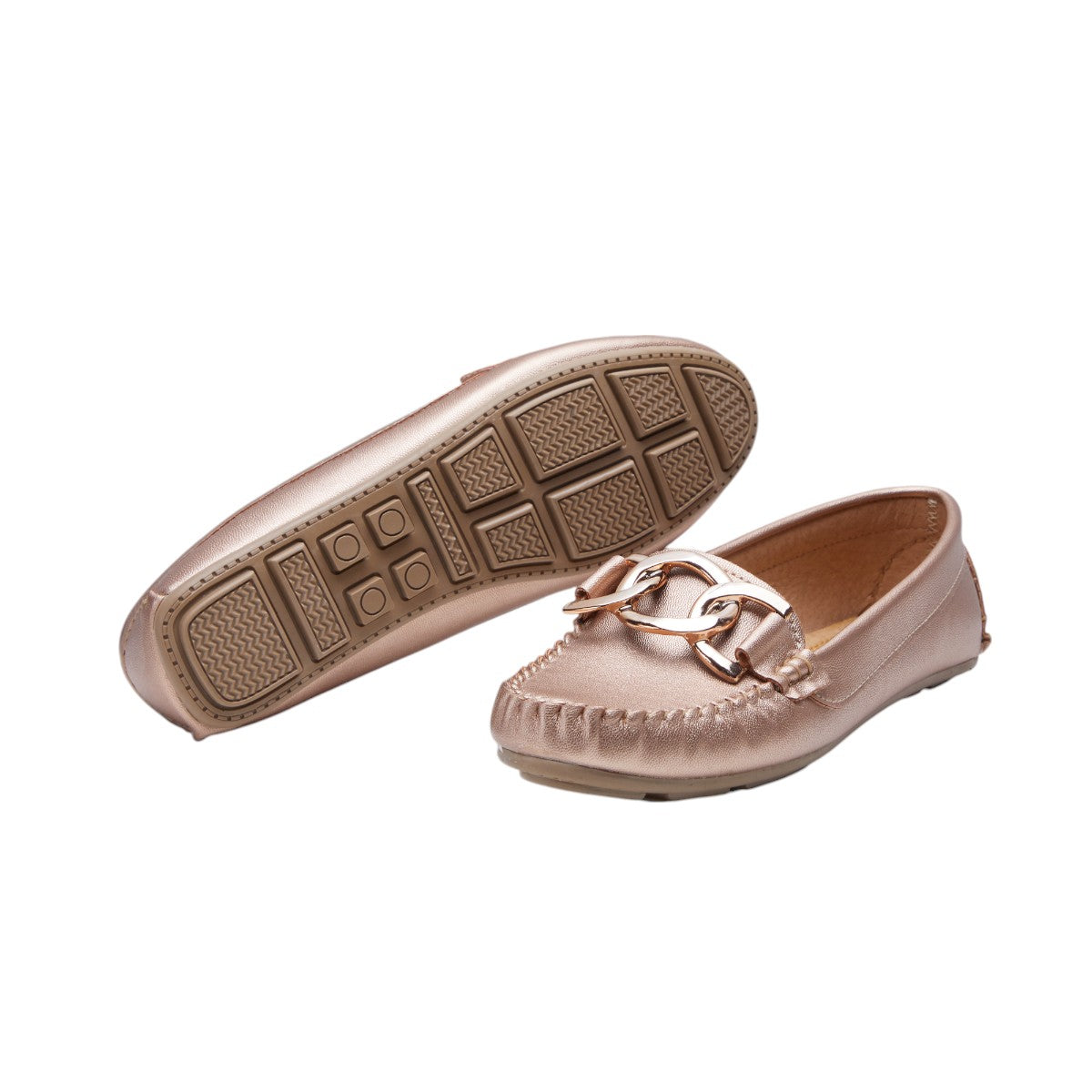 Mocasín Dama Tipo Piel Con Herraje Dorados dv2925