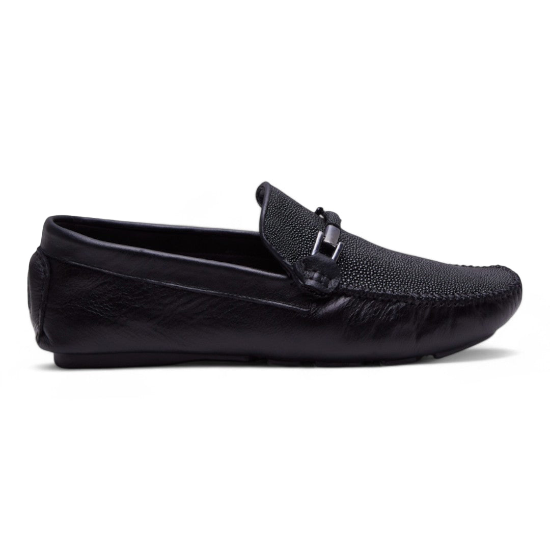 Mocasin Hombre Negro en Piel de Mantarraya dv2925