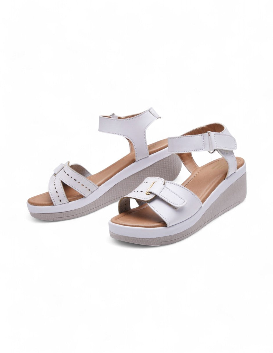 Sandalia Blanca de Mujer con Plataforma dv2925