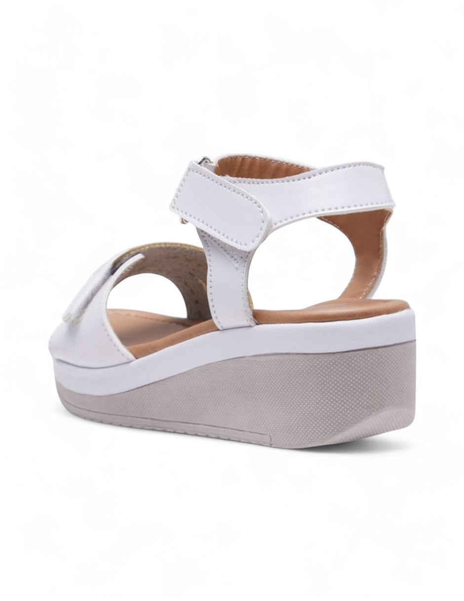 Sandalia Blanca de Mujer con Plataforma dv2925