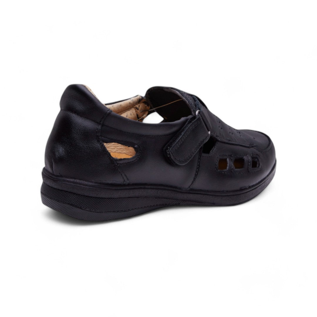Zapato Mujer Negro Piel Aberturas Decorativas dv2925