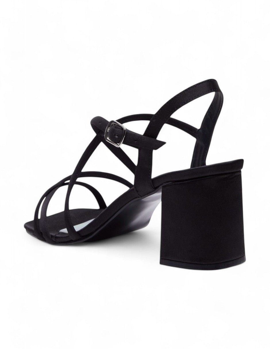 Sandalia Tacón Negro Satin Formal dv2925