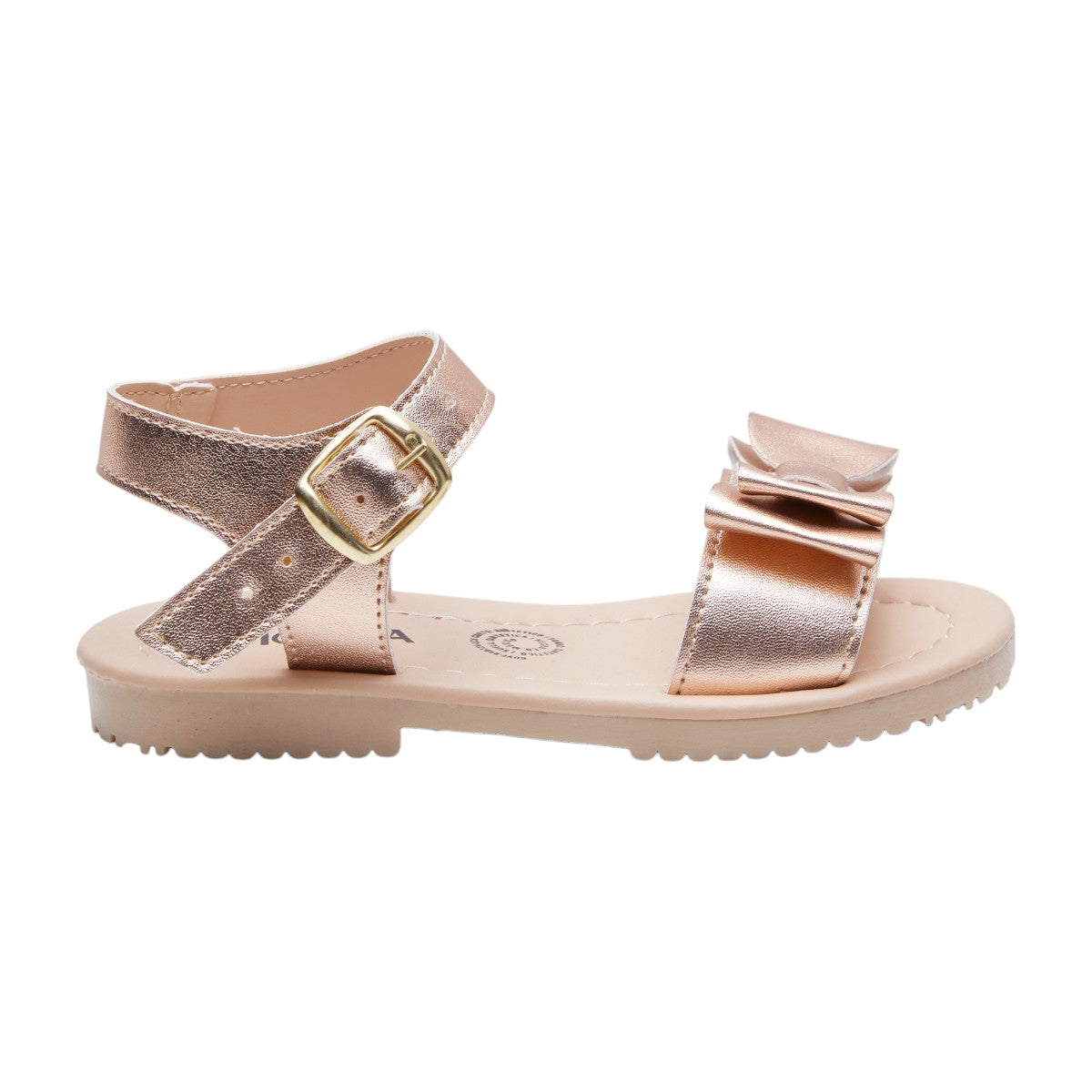 Sandalias Planas de Niñas Metálicas con Moño Decorativo Doradas dv2925