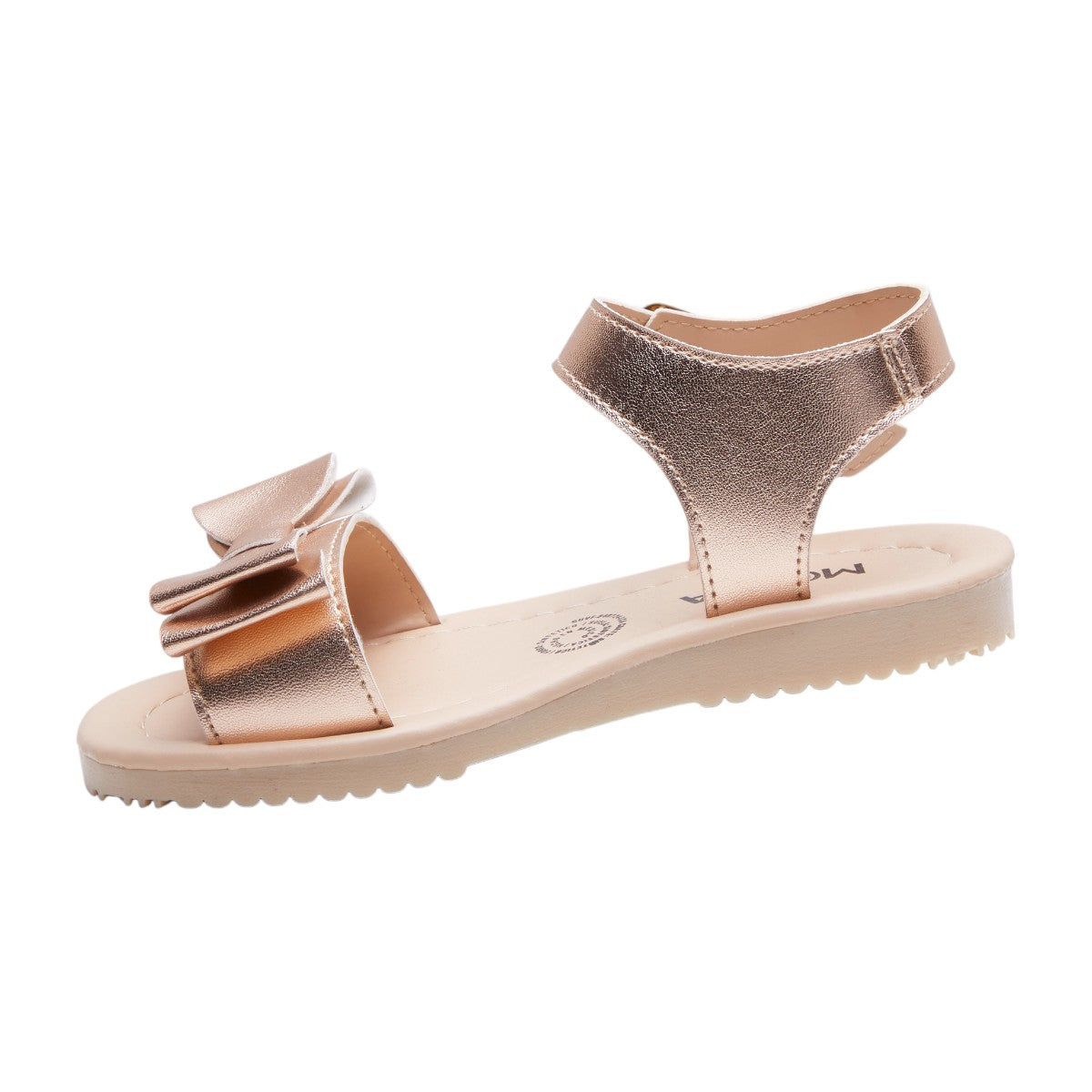 Sandalias Planas de Niñas Metálicas con Moño Decorativo Doradas dv2925