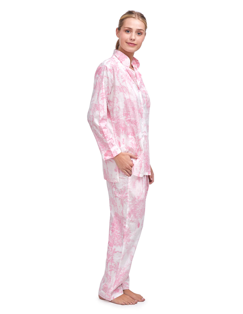 Pijama Algodón Camisa y Pantalón Mujer Estampado Rosa dv2925 Success