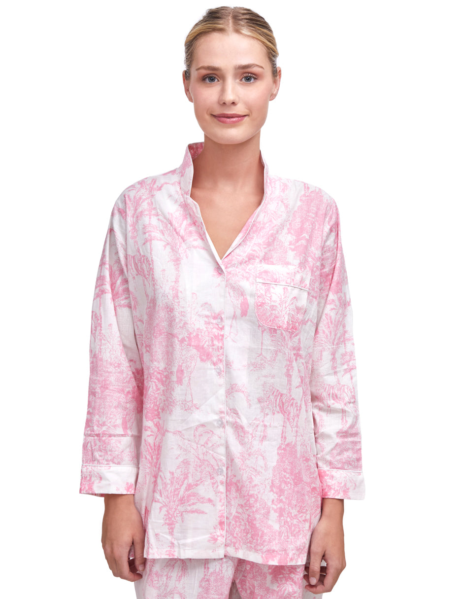 Pijama Algodón Camisa y Pantalón Mujer Estampado Rosa dv2925 Success