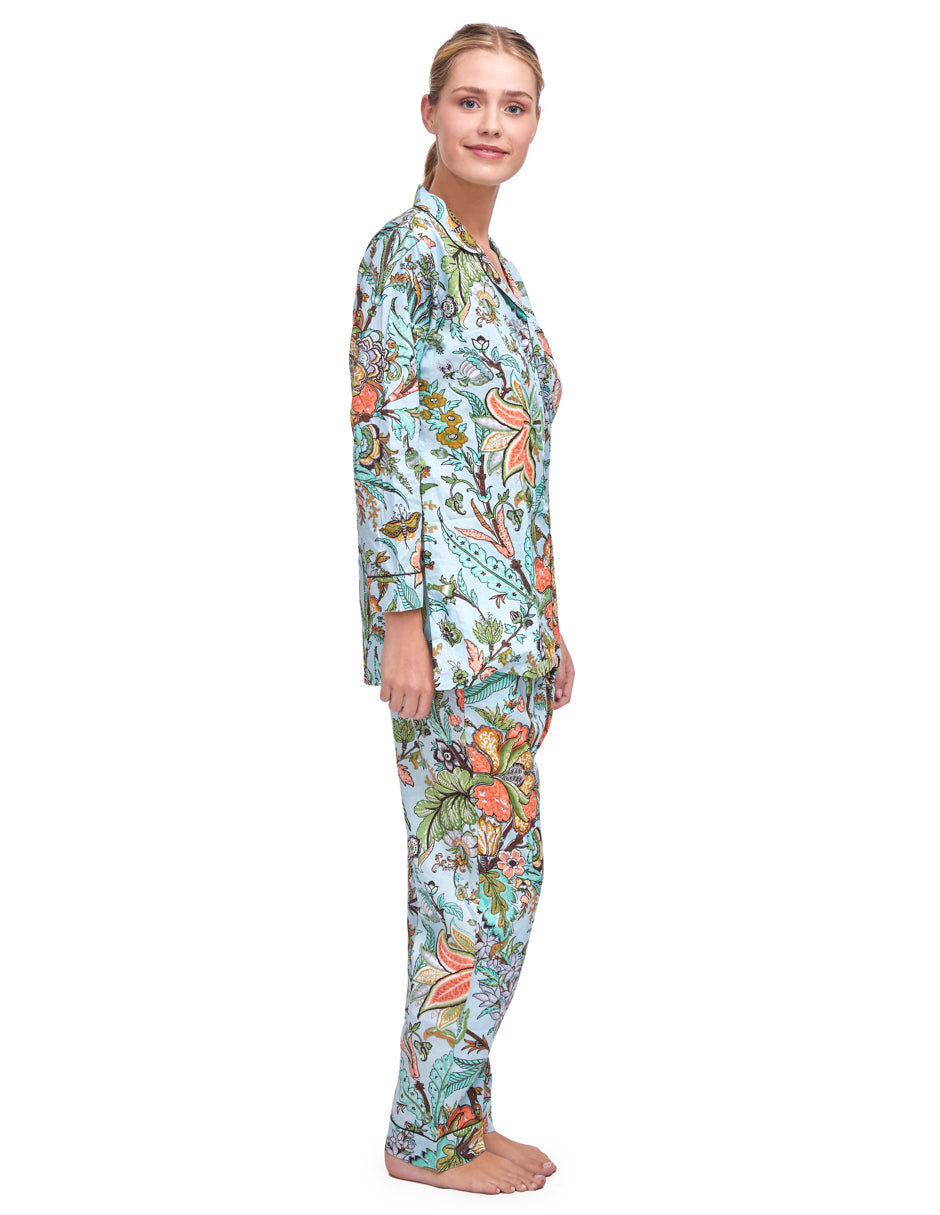 Pijama Algodón Camisa y Pantalón Mujer Estampado Color Menta dv2925