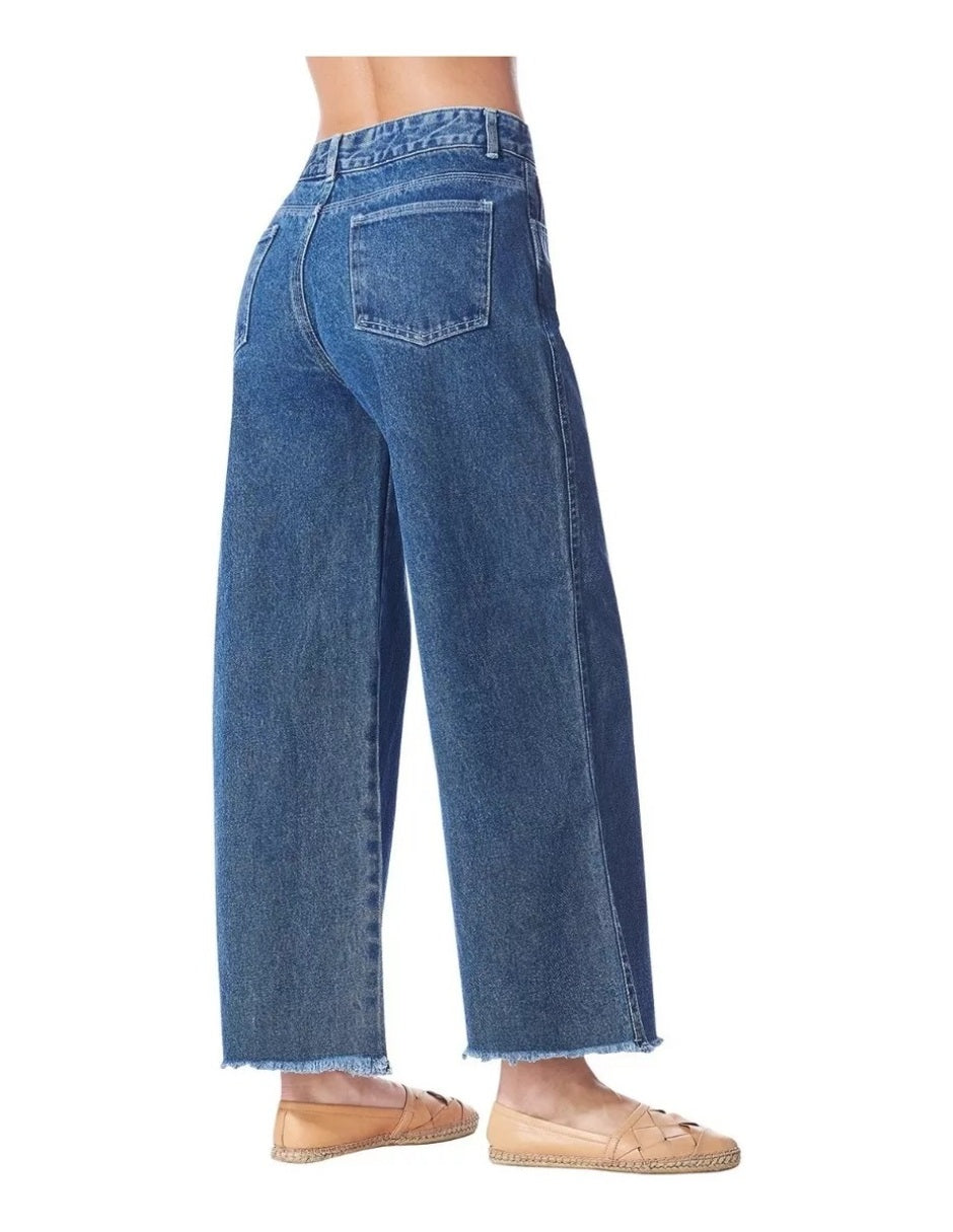 Jeans Mujer Azul Mezclilla Wide Leg, Tiro Alto - Estilo Vaquero Moderno
