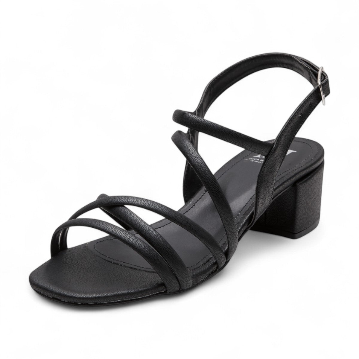 Tacones bajos formales para mujer con tiras elegantes, tacón de 3 cm material charol color negro dv2925