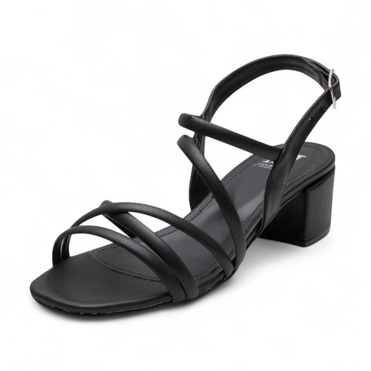 Tacones bajos formales para mujer con tiras elegantes, tacón de 3 cm material charol color negro dv2925