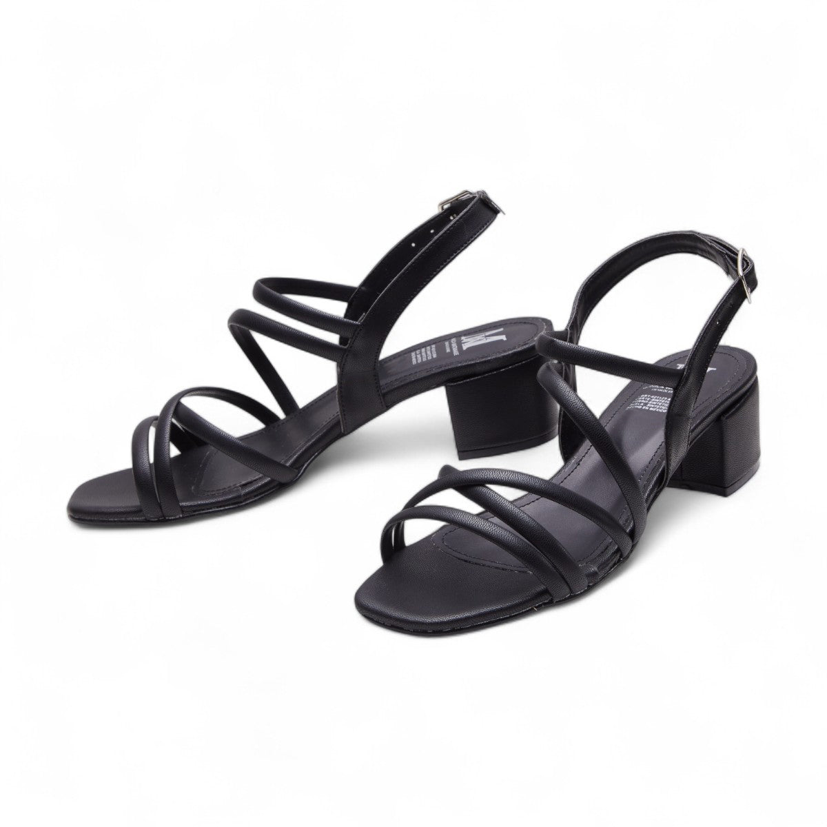 Tacones bajos formales para mujer con tiras elegantes, tacón de 3 cm material charol color negro dv2925