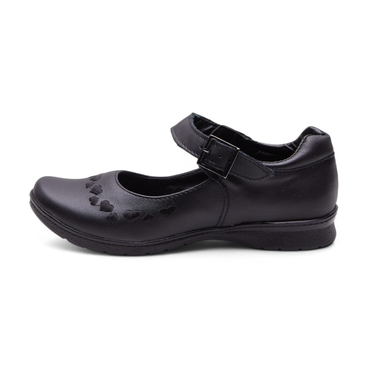 Zapatos escolares negros para niña de piel sintética con punta redonda color negro dv2925