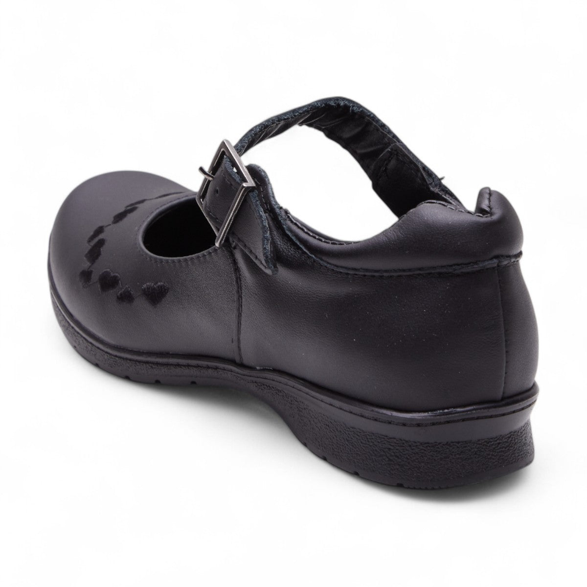 Zapatos escolares negros para niña de piel sintética con punta redonda color negro dv2925