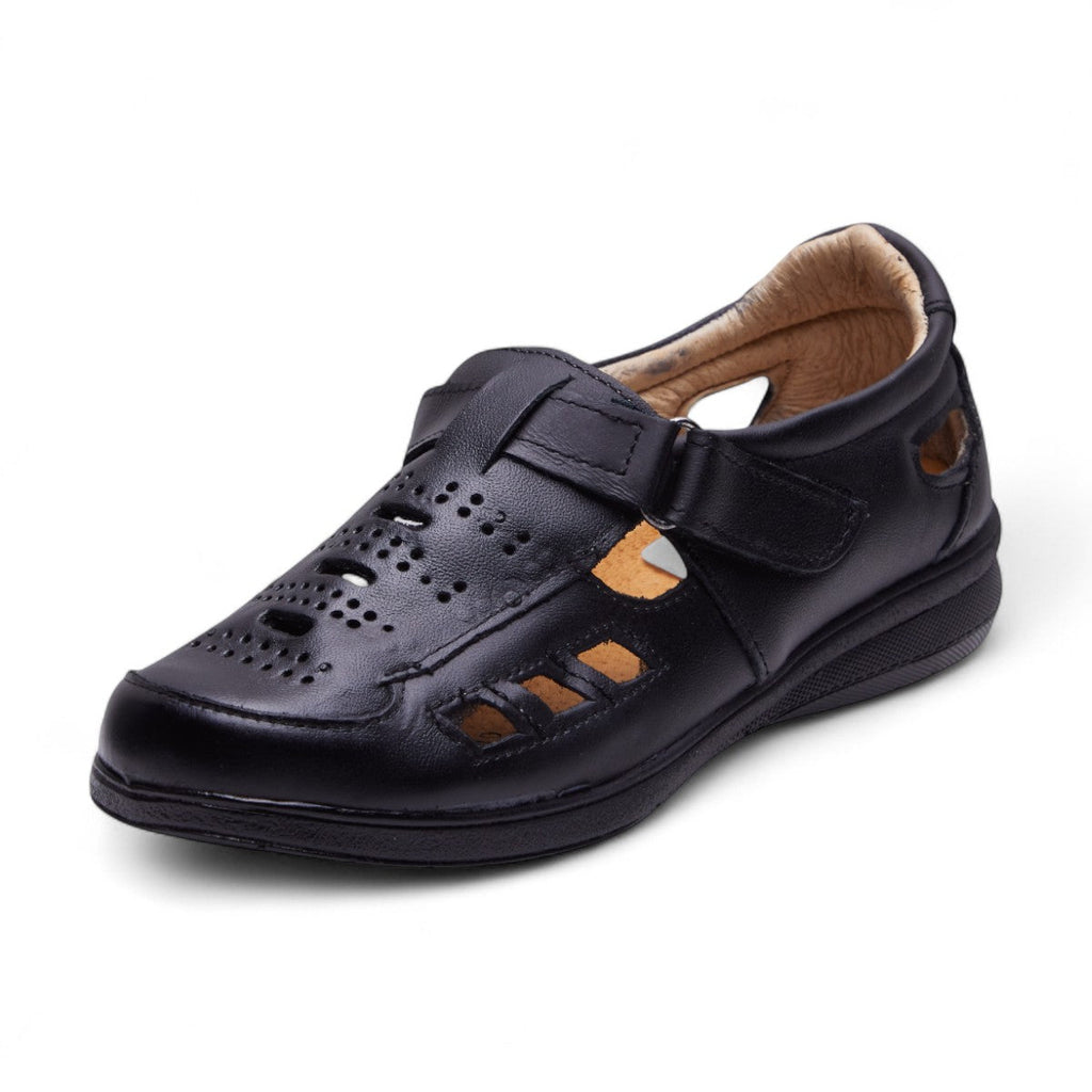 Zapato de piso tipo huarache negro modelo 121112