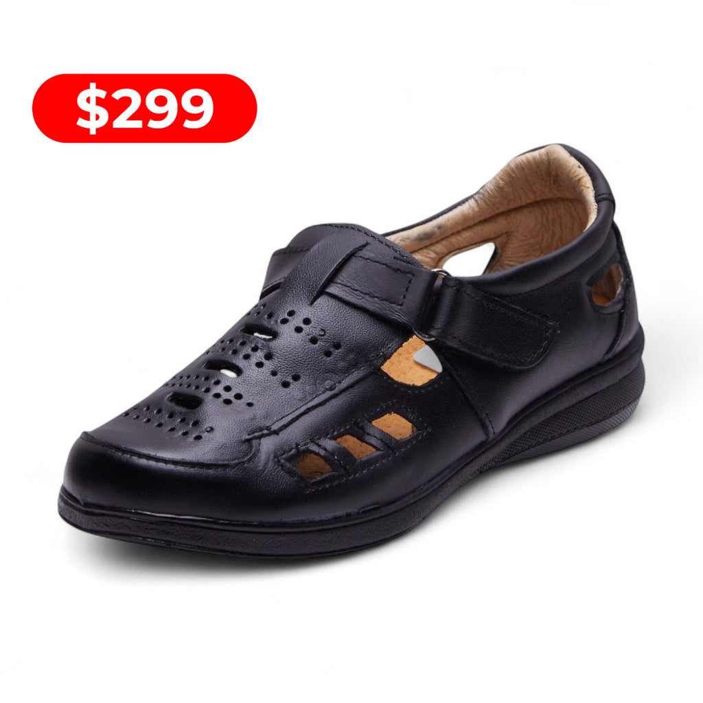 Zapato de piso tipo huarache negro modelo 121112