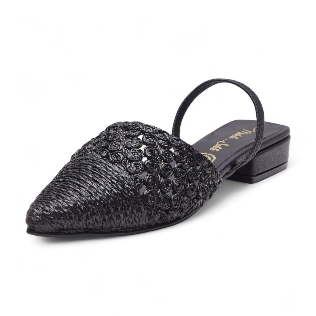 Mule negro tejido punta fina | Flats casuales mujer 2025