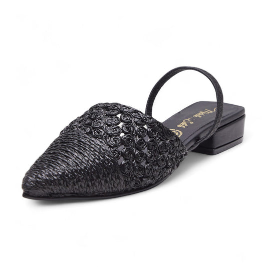 Mule negro tejido punta fina | Flats casuales mujer 2025