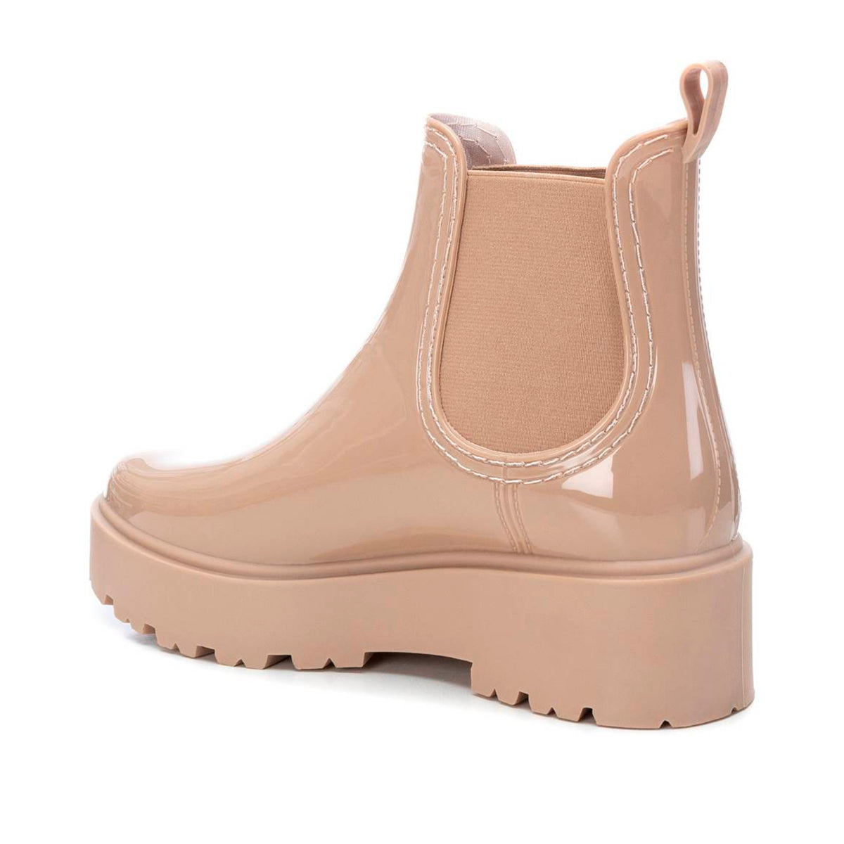 Botines casuales para mujer color beige con diseño español, punta redonda y elástico lateral, cómodos con tacón bajo dv2925