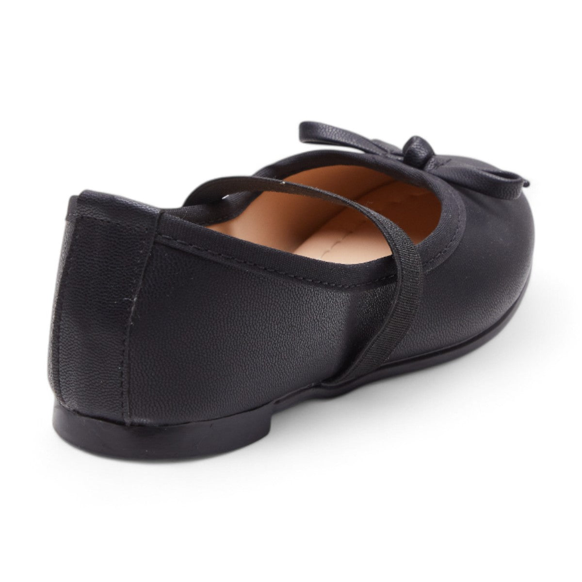 Flats negros para niña con moño decorativo y elástico en empeine, diseño cómodo y elegante dv2925