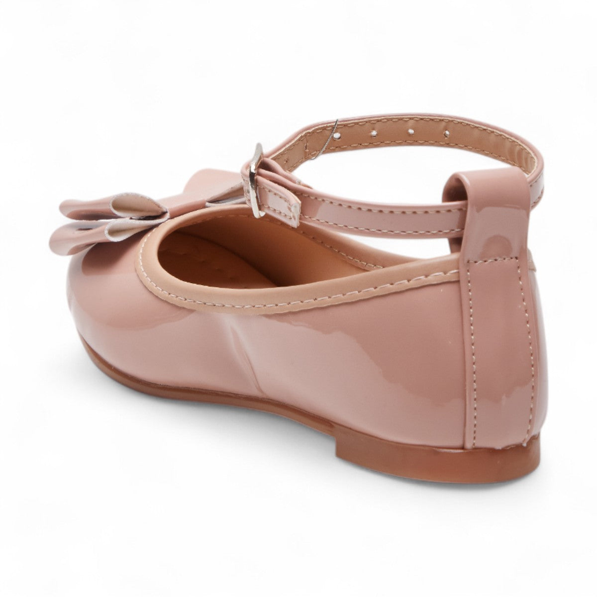 Flats beige para niña con moño decorativo y correa con hebilla, diseño elegante y cómodo dv2925