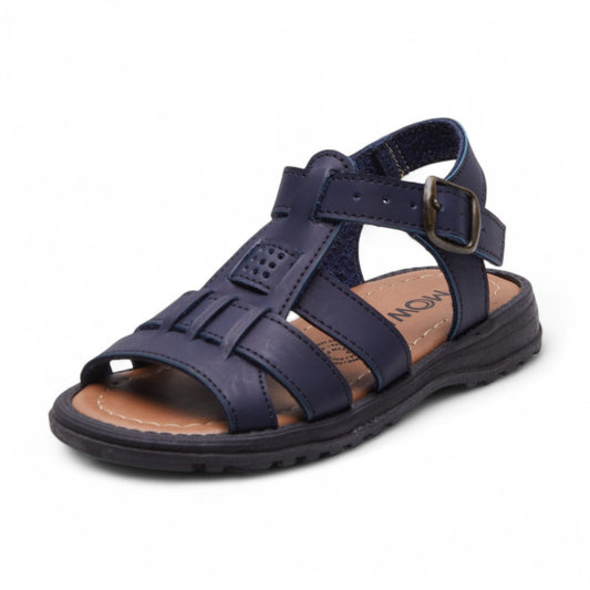 Sandalias azul marino para niño con tiras tejidas y hebilla ajustable, diseño cómodo y resistente dv2925