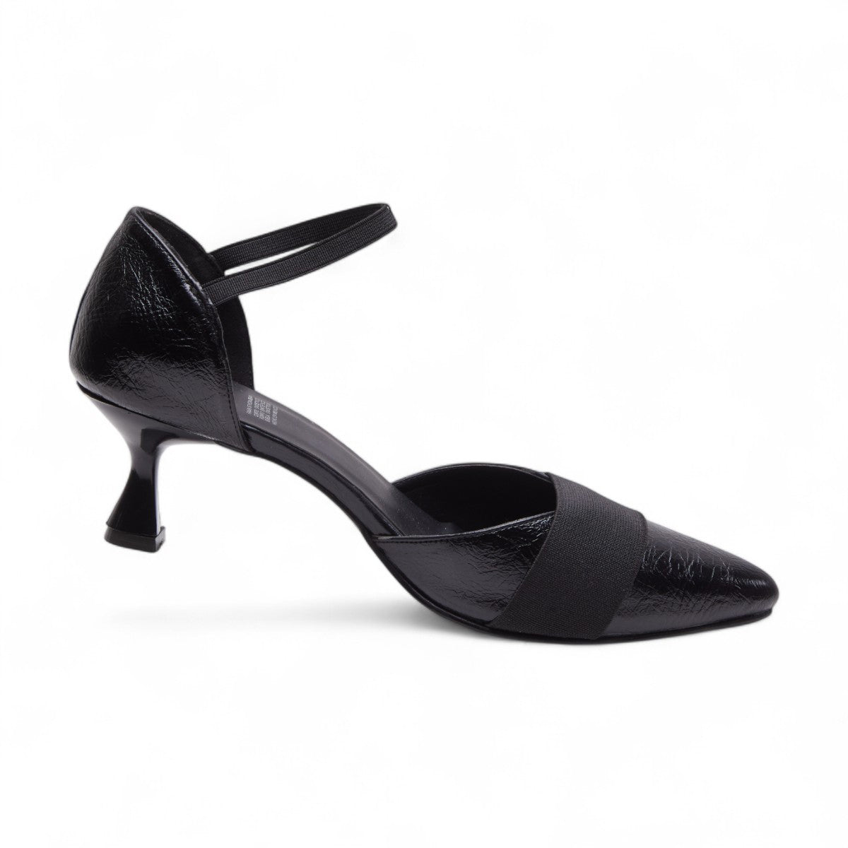 Zapatillas de tacón para dama con punta en pico y tira en gamuza, diseño elegante y cómodo color negro dv2925