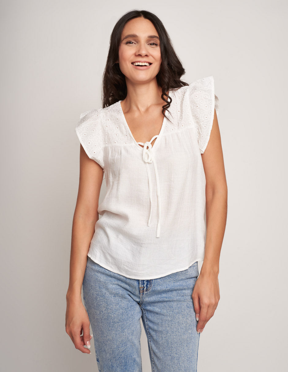 Blusa Blanca Cuello V