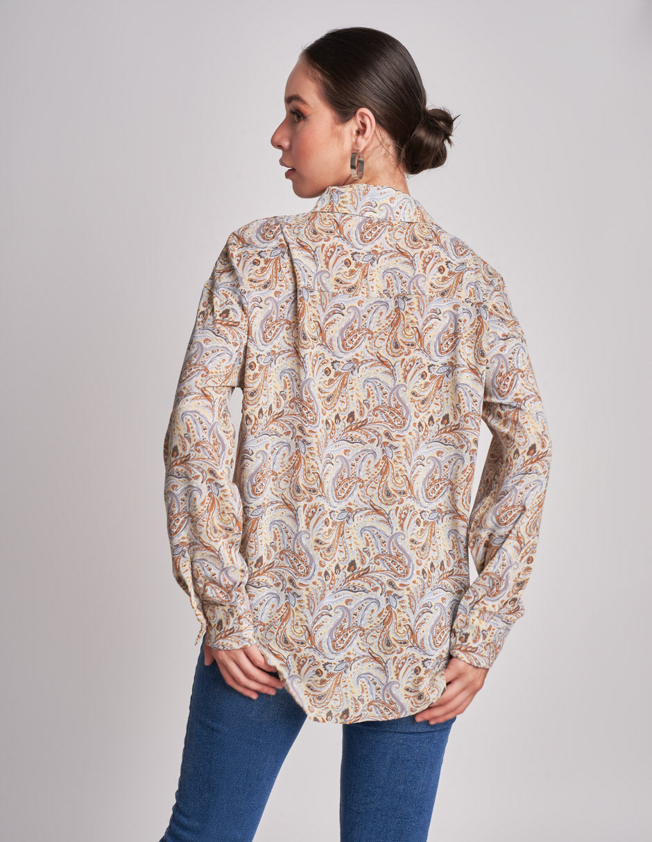 Camisa Estampada: Garigoles en Tela Premium para Elegancia