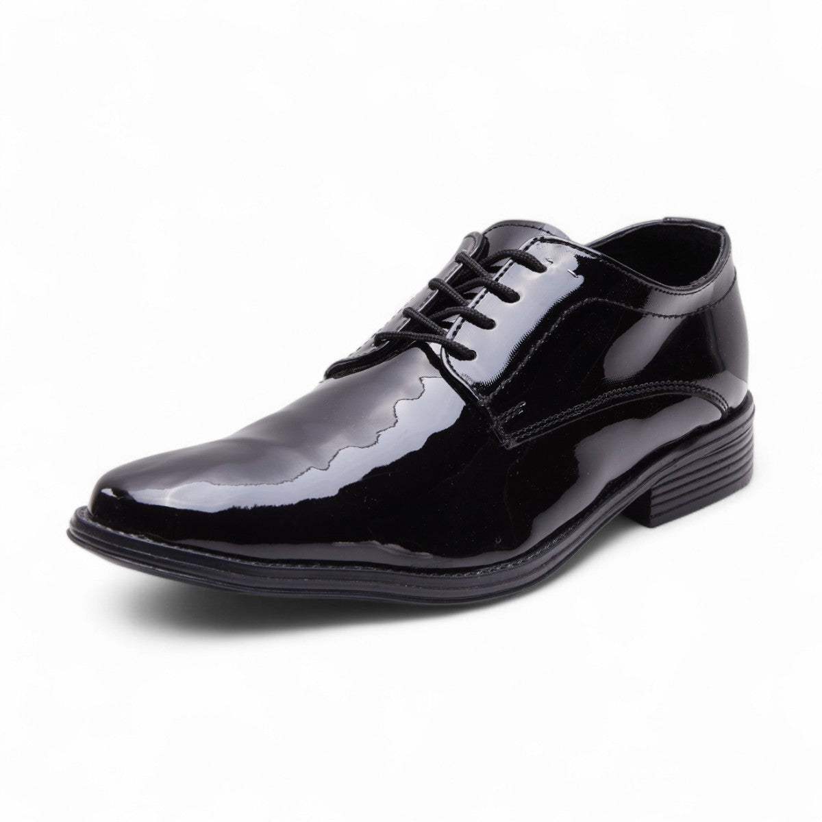 Zapatos formales de charol negro para caballero con agujetas y plantilla de piel, estilo elegante y clásico dv2925