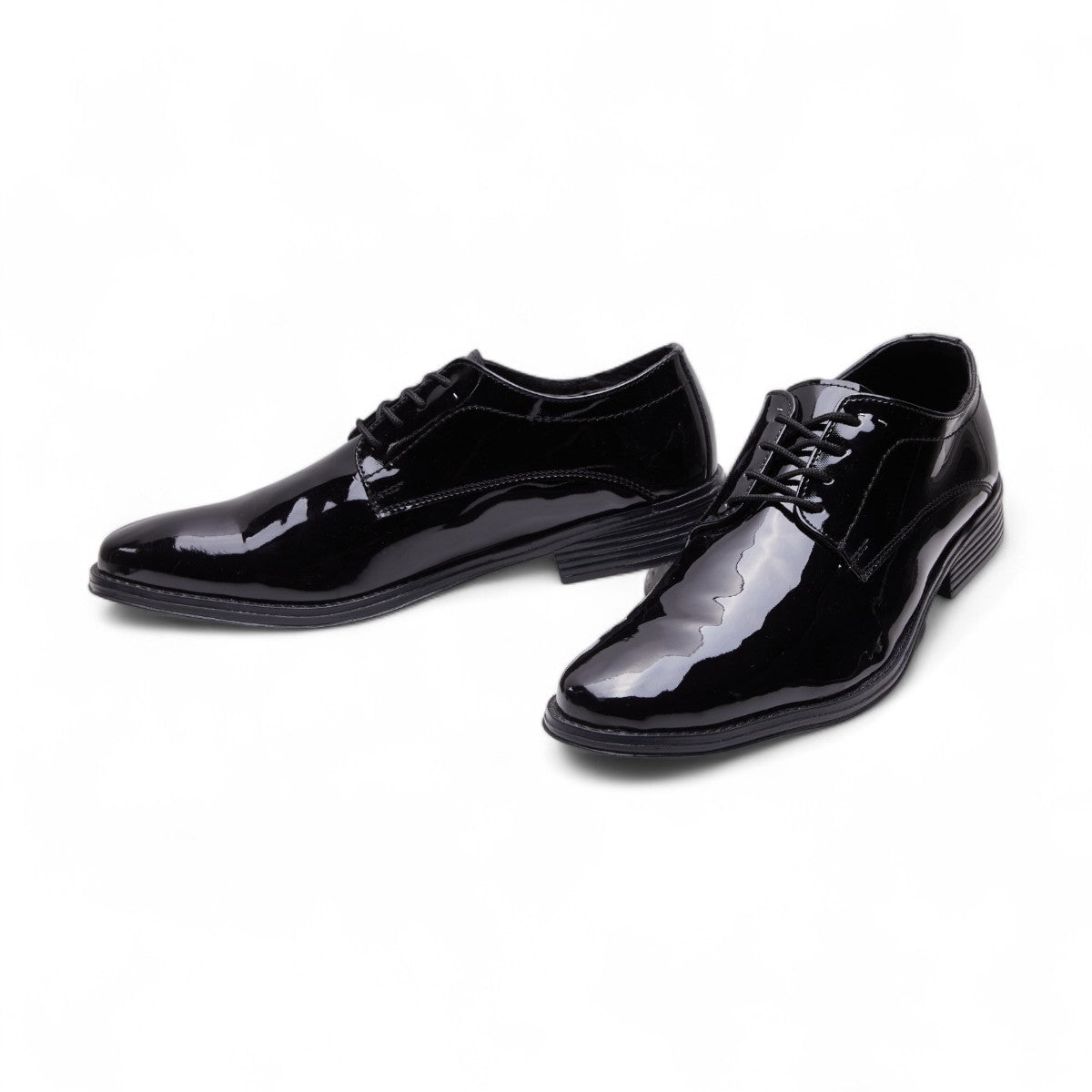 Zapatos formales de charol negro para caballero con agujetas y plantilla de piel, estilo elegante y clásico dv2925