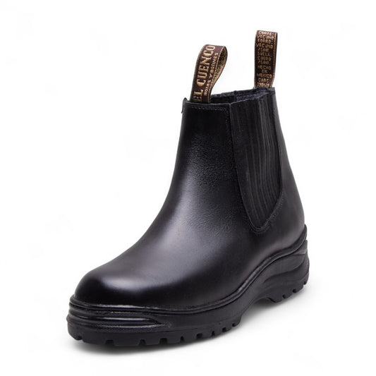 Botines negros para caballero en material tipo piel con elástico lateral y suela confort, diseño elegante y moderno dv2925