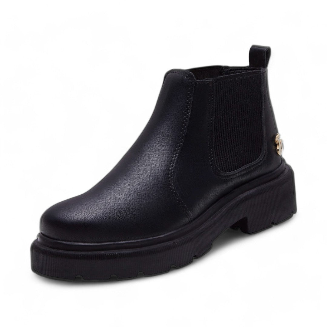 Botines Mujer Tipo Piel Negros Casuales dv2925