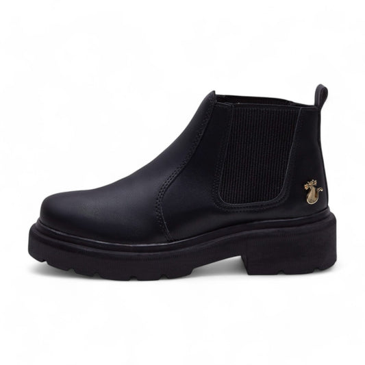 Botines Mujer Tipo Piel Negros Casuales dv2925
