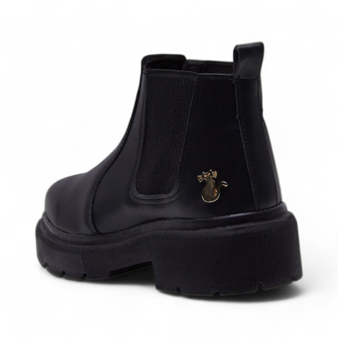 Botines Mujer Tipo Piel Negros Casuales dv2925