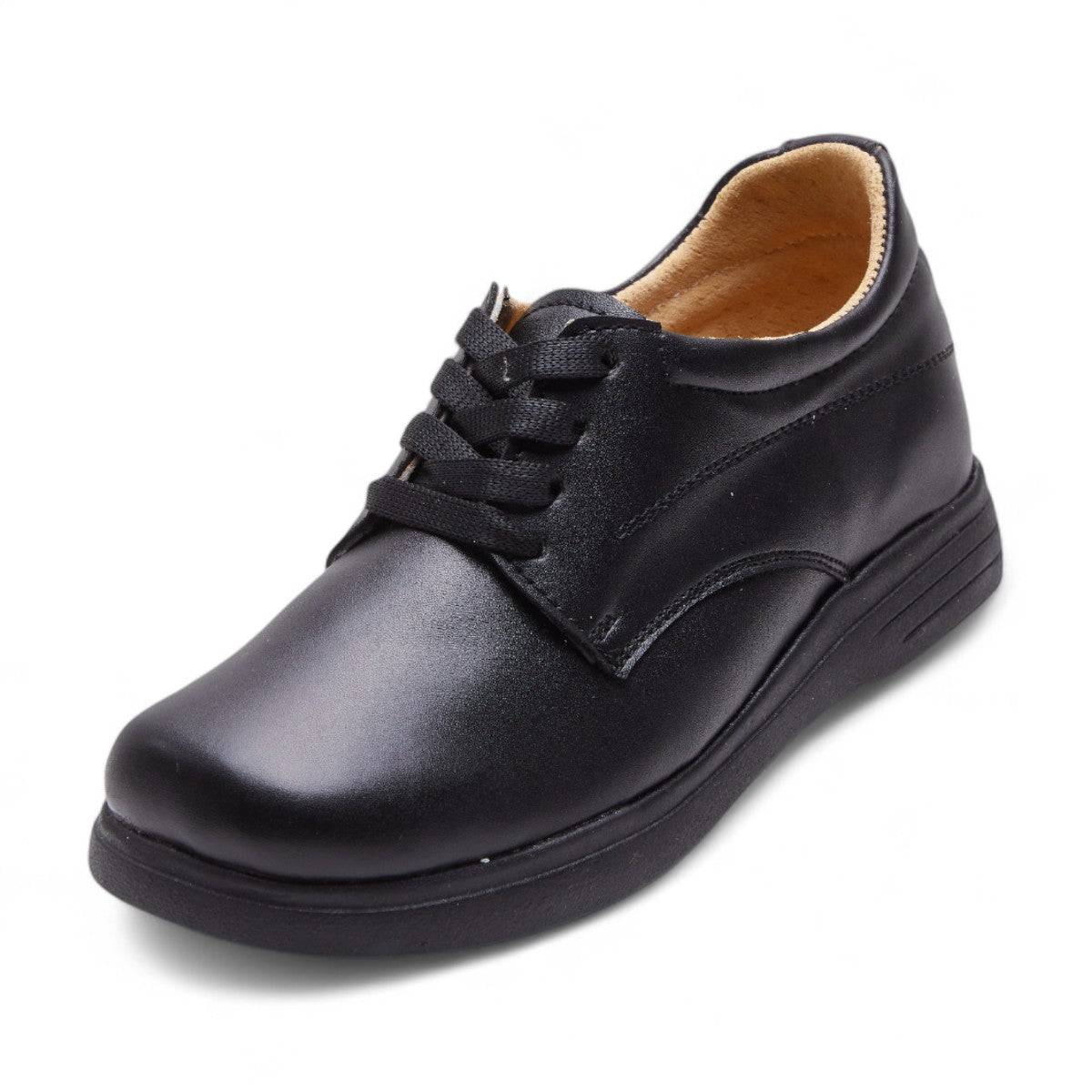 Zapatos escolares formales para niño en piel sintética color negro con punta cuadrada dv2925