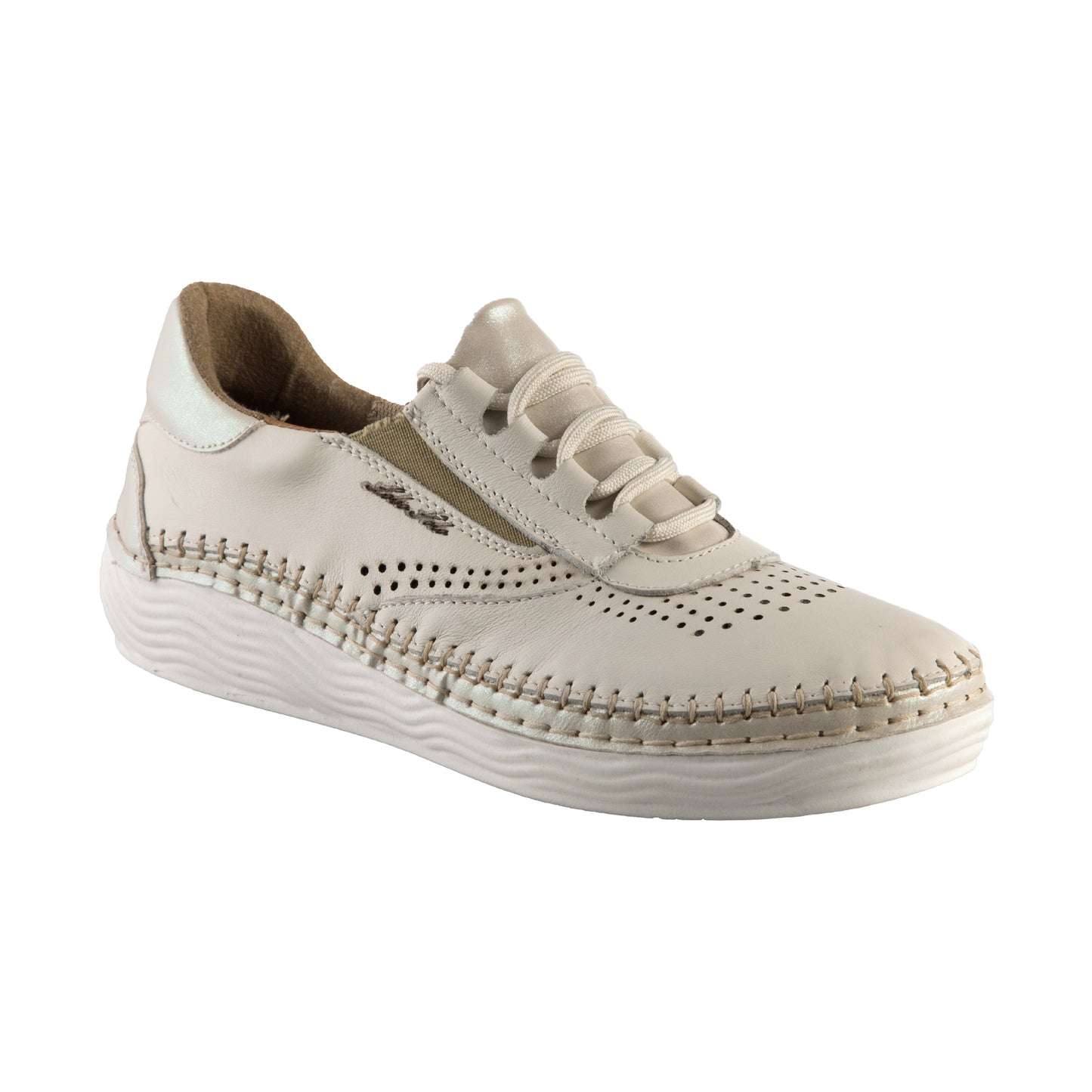 Tenis Mocasín Lobo Solo Piel Marfil Plataforma Confort