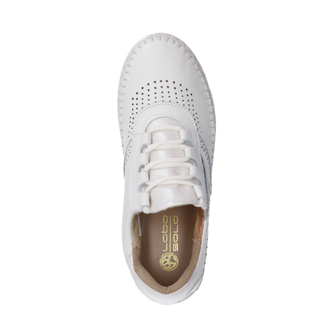 Tenis Mocasín Lobo Solo Piel Marfil Plataforma Confort