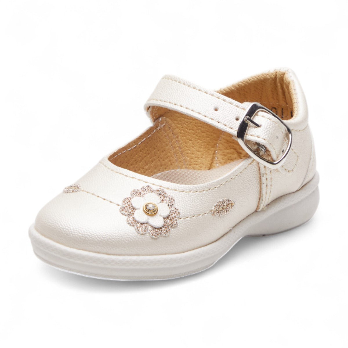 Mary Jane blanca con flor bordada | Zapatos niña 2025