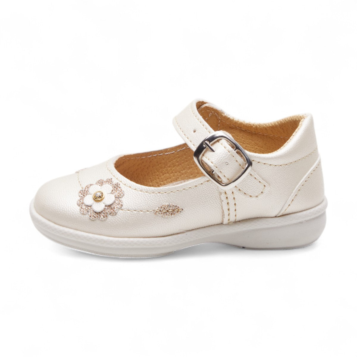 Mary Jane blanca con flor bordada | Zapatos niña 2025