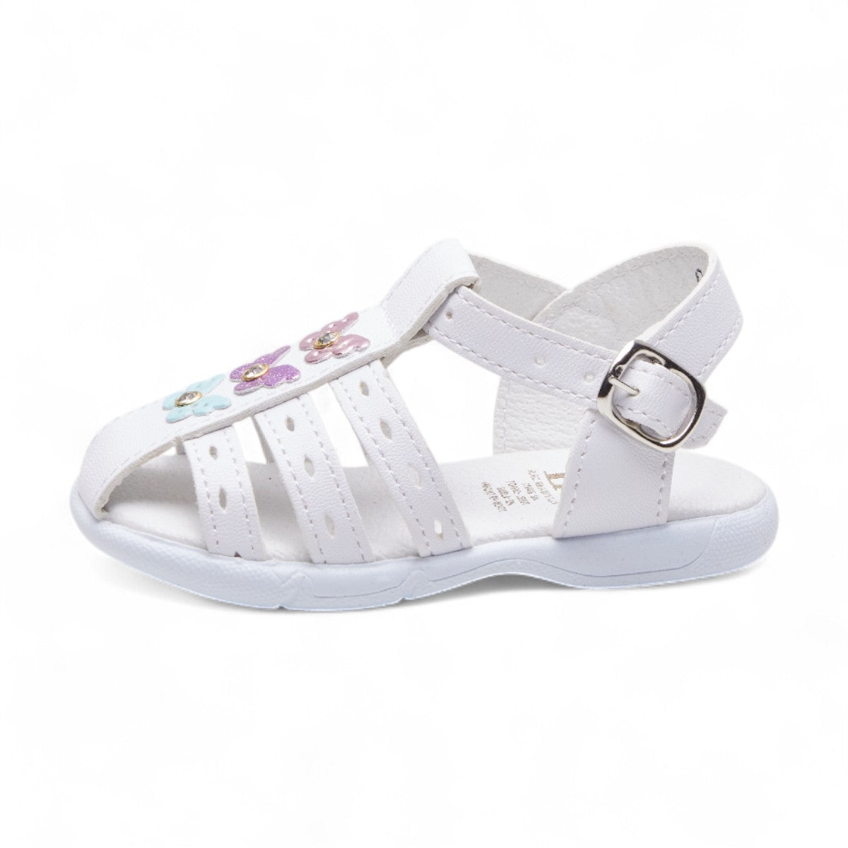 Sandalia blanca con flores | Calzado niña verano 2025